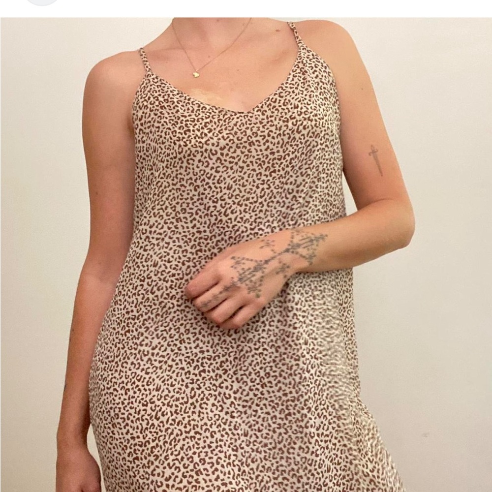 Shein leopard print shift mini dress derp v size Large